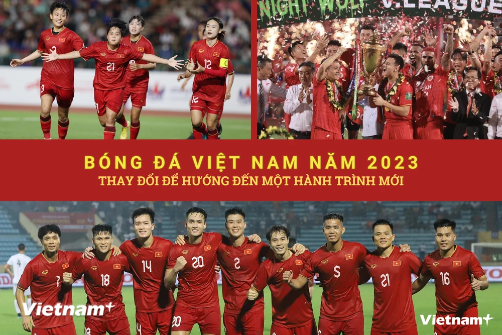 Năm 2023 là một năm nhiều dấu ấn của Bóng đá Việt Nam. (Ảnh: Vietnam+)