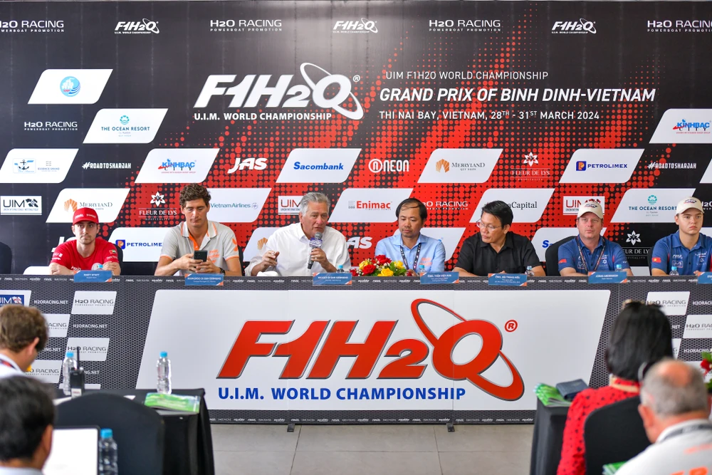 Buổi họp báo công bố Giải đua UIM F1H2O World Championship được tổ chức tại thành phố Quy Nhơn, tỉnh Bình Định. (Ảnh: BTC)