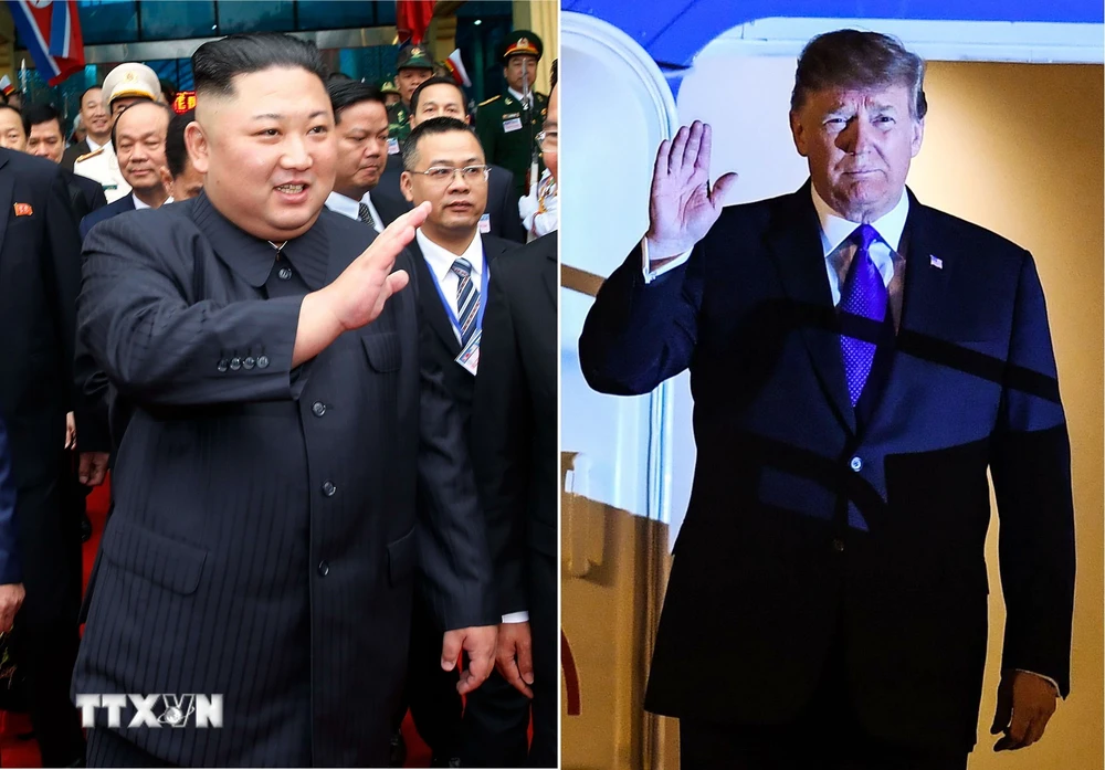 Tổng thống Mỹ Donald Trump (phải) và Chủ tịch Triều Tiên Kim Jong-un (trái) tới Việt Nam để dự Hội nghị thượng đỉnh Mỹ-Triều lần hai, ngày 6/2/2019. (Ảnh: Yonhap/TTXVN)