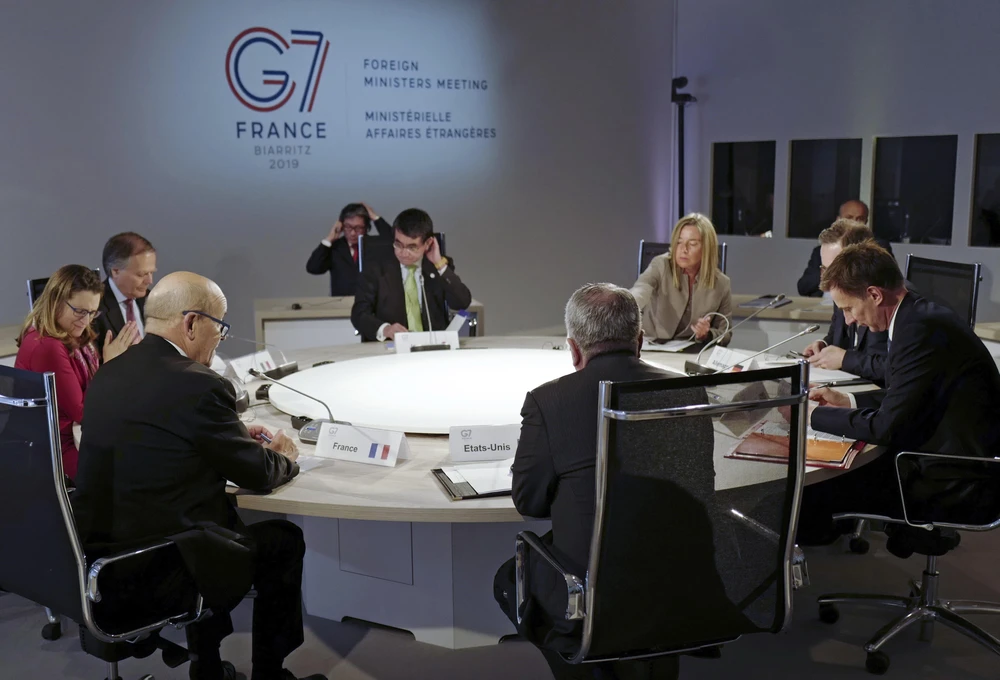 Ngoại trưởng nhóm G7 họp ở Dinard, Pháp ngày 5/4/2019. (Ảnh: AFP/TTXVN)