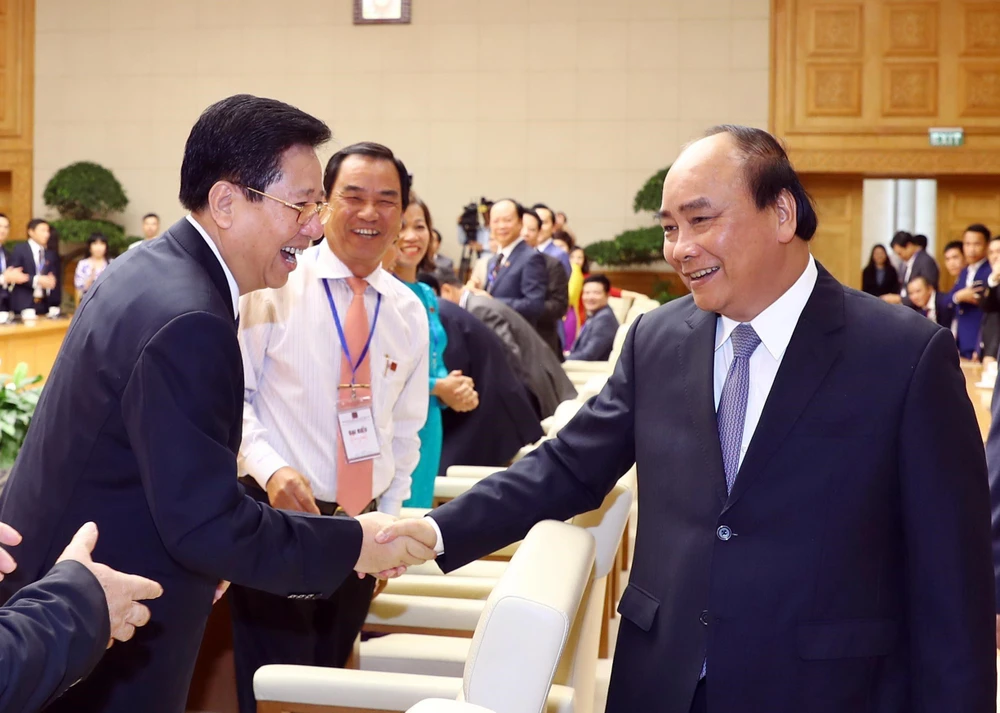 Thủ tướng Nguyễn Xuân Phúc tiếp Hội Doanh nghiệp tư nhân Việt Nam. (Ảnh: Thống Nhất/TTXVN)