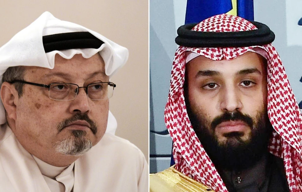 Nhà báo bị sát hại Jamal Khashoggi (trái) và Thái tử Saudi Arabia Mohammed bin Salman. (Nguồn: AFP)