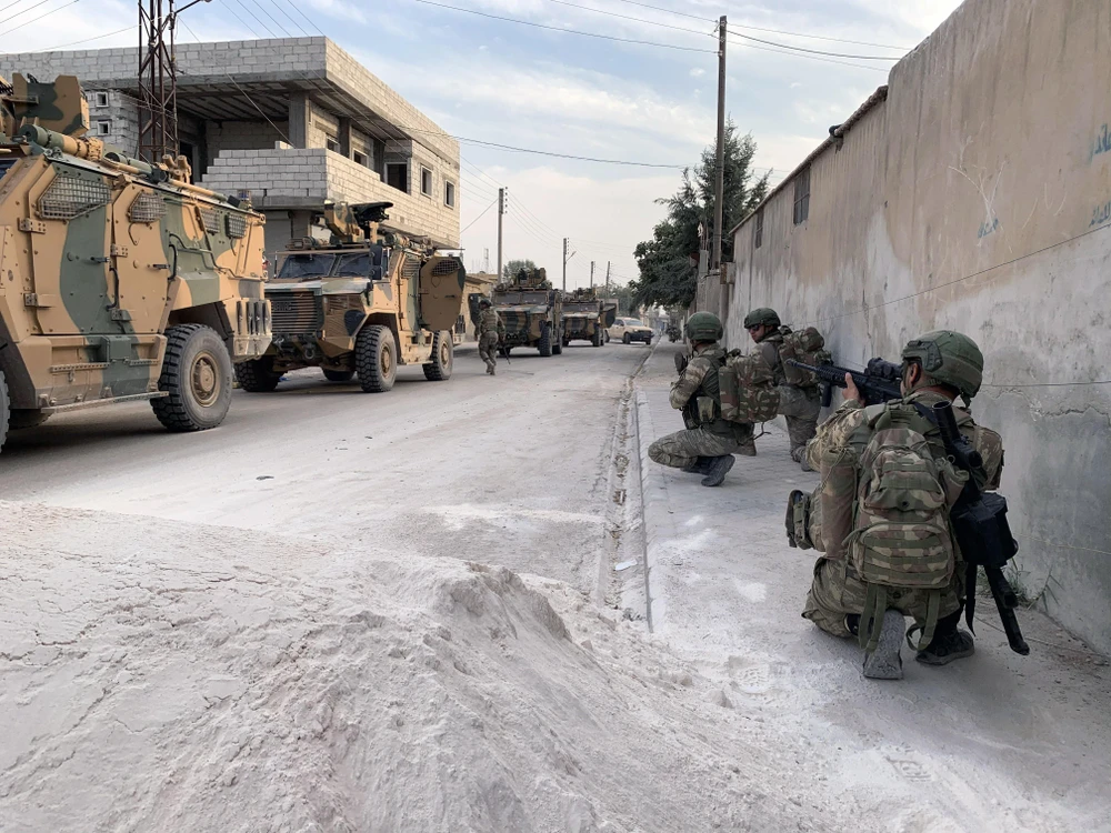 Các lực lượng Thổ Nhĩ Kỳ tại thị trấn Tal Abyad, miền Bắc Syria ngày 18/10/2019. (Ảnh: THX/TTXVN)