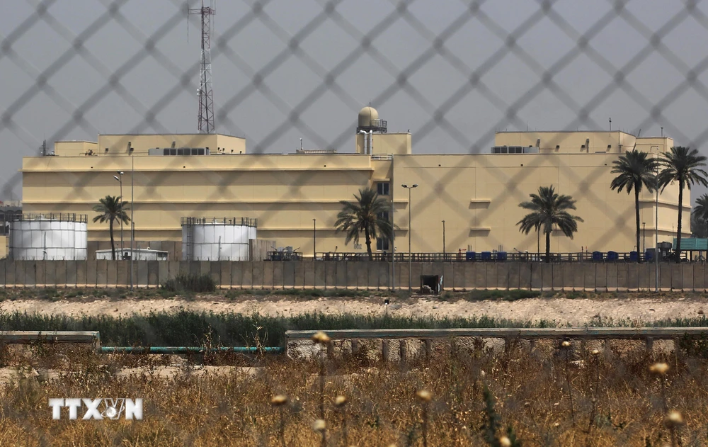 Đại sứ quán Mỹ ở vùng Xanh của thủ đô Baghdad, Iraq. (Ảnh: AFP/TTXVN)