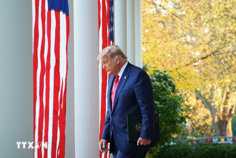 Tổng thống Mỹ Donald Trump tại Nhà Trắng ở Washington, DC, ngày 13/11/2020. (Ảnh: AFP/TTXVN)