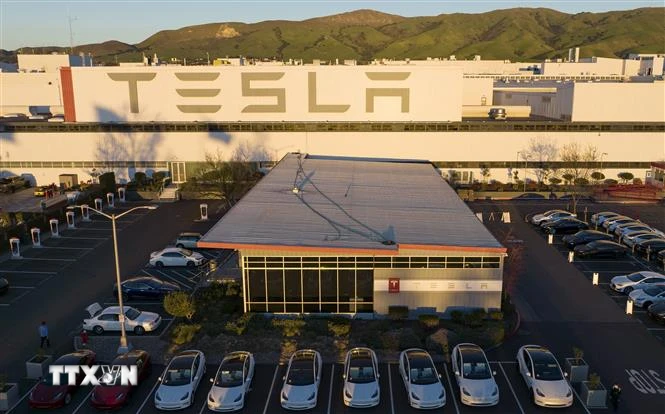 Nhà máy sản xuất ôtô của hãng Tesla ở Fremont, California, Mỹ. (Ảnh: AFP/TTXVN)