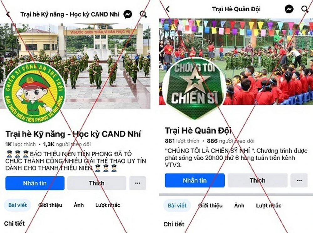 Nhiều fanpage giới thiệu trại hè Công an nhân dân, Quân đội nhân dân có dấu hiệu lừa đảo.