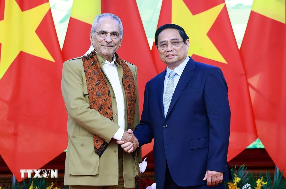 Thủ tướng Phạm Minh Chính và Tổng thống Timor-Leste Jose Ramos-Horta. (Ảnh: Dương Giang/TTXVN)