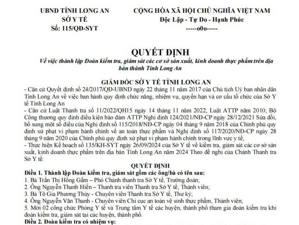 Nội dung giả mạo Sở Y tế Long An.