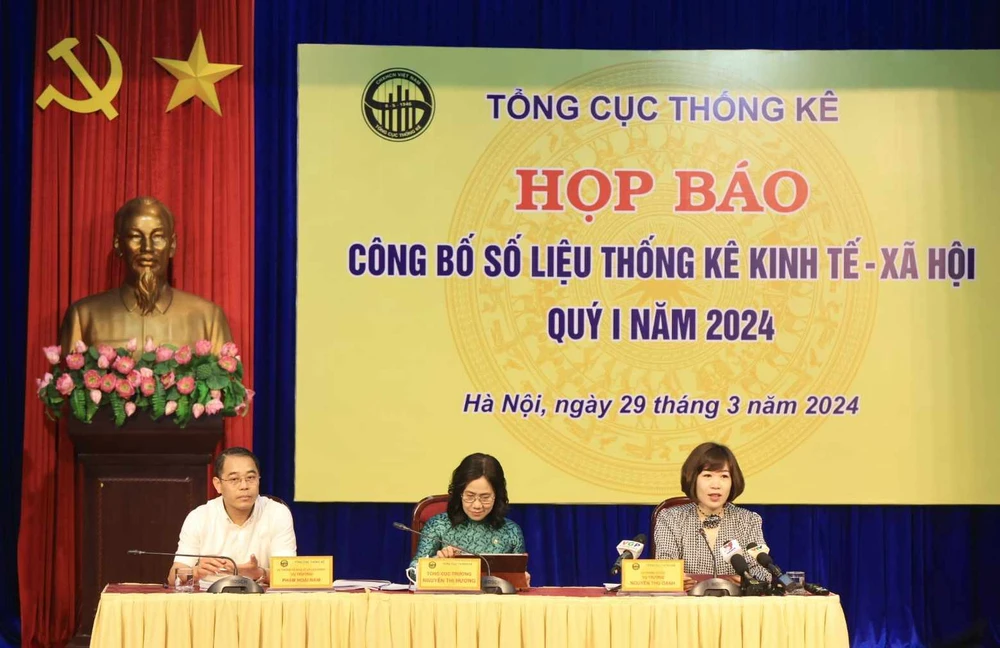 Tổng cục Thống kê Họp báo công bố số liệu thống kê kinh tế-xã hội quý 1, ngày 29/3. (Nguồn: Vietnam+)