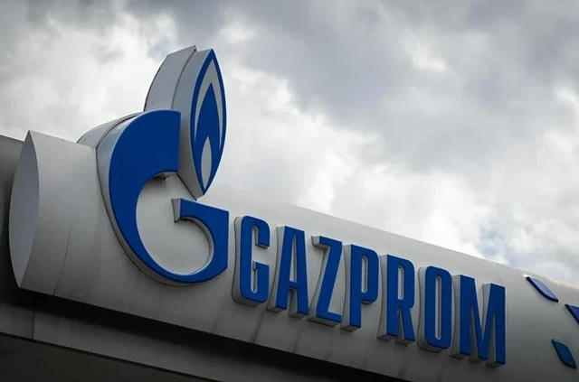 Biểu tượng Tập đoàn Khí đốt Gazprom của Nga. (Ảnh: AFP/TTXVN) 