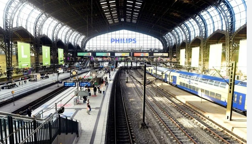 Toàn cảnh nhà ga chính trong cuộc đình công do các lái tàu GDL tiến hành tại Hamburg. (Ảnh: Reuters) 