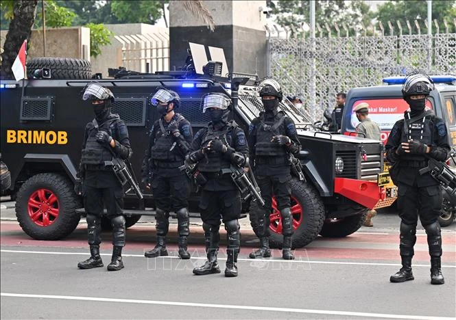 Lực lượng đặc nhiệm Indonesia ở Jakarta. (Ảnh: AFP/TTXVN)