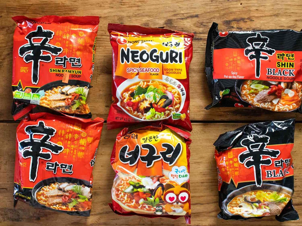 Các sản phẩm mỳ ăn liên của Nongshim. (Nguồn: Nongshim)