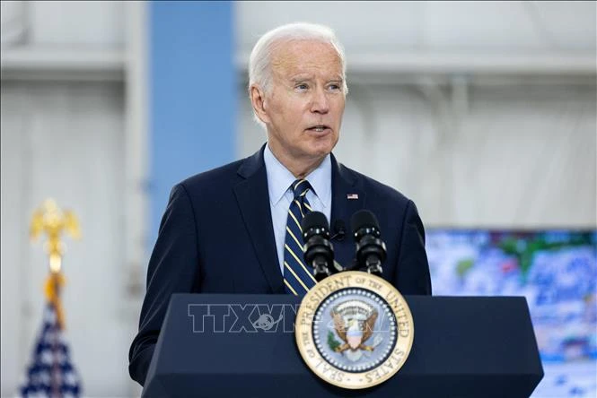 Tổng thống Mỹ Joe Biden phát biểu tại bang Pennsylvania. (Ảnh: AFP/TTXVN) 
