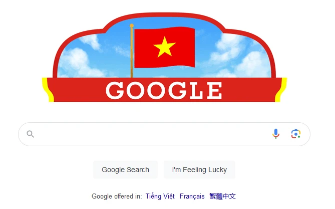 Google đã thay đổi giao diện mừng ngày Quốc khánh của Việt Nam (Ảnh chụp màn hình).