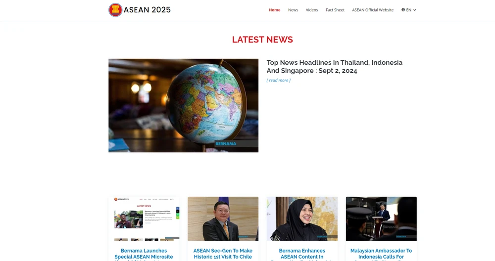 Website “asean.bernama.com”. (Ảnh chụp màn hình)