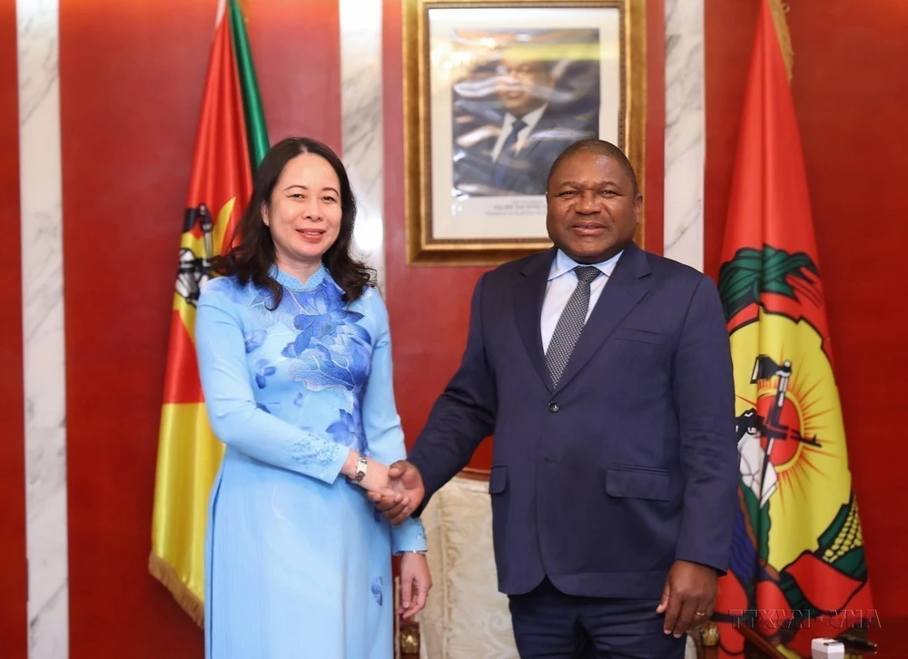 Phó Chủ tịch nước Võ Thị Ánh Xuân hội kiến Tổng thống Mozambique Filipe Nyusi trong chuyến thăm chính thức Cộng hoà Mozambique, sáng 12/9/2023. (Ảnh: Lâm Khánh/TTXVN)