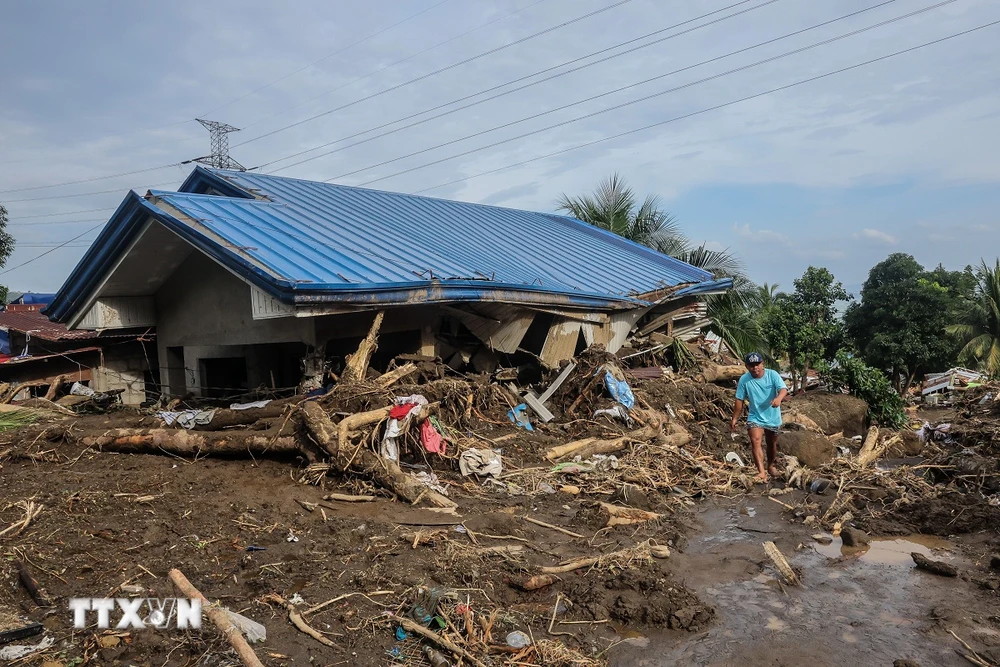 Cảnh tàn phá sau bão Trami tại tỉnh Batangas, Philippines, ngày 25/10/2024. (Ảnh: THX/TTXVN)