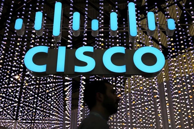 Biểu tượng của Cisco tại Triển lãm di động thế giới ở Tây Ban Nha. (Ảnh: Reuters)