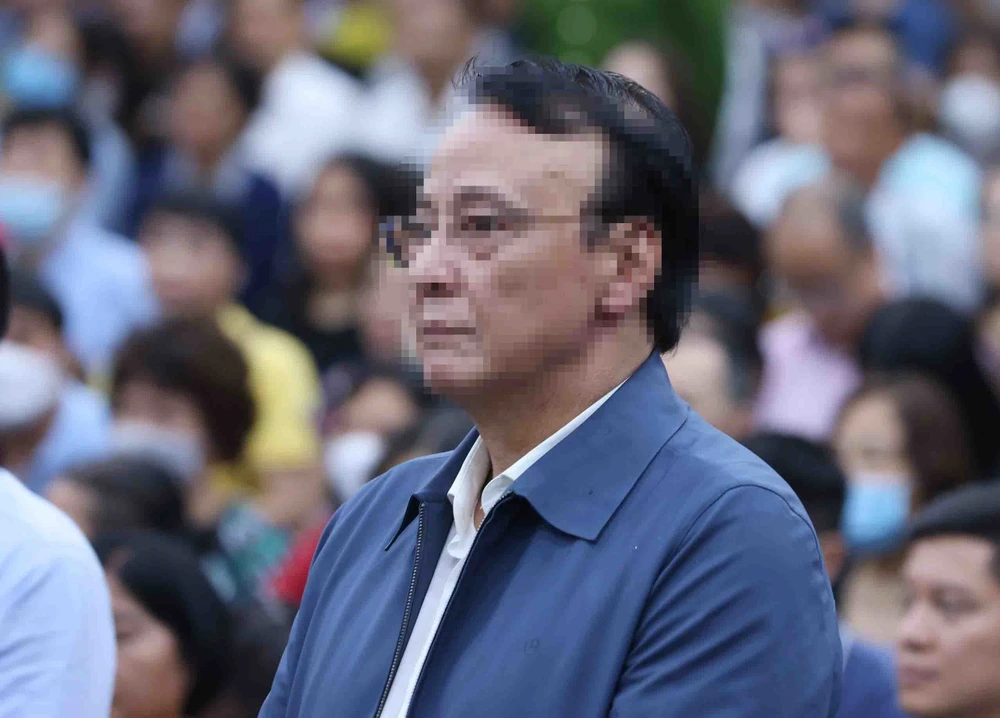 Bị cáo Đỗ Anh Dũng (Chủ tịch Hội đồng Quản trị, kiêm Tổng Giám đốc Công ty Tân Hoàng Minh) nhận mức án 8 năm tù. (Ảnh: Phạm Kiên/TTXVN)