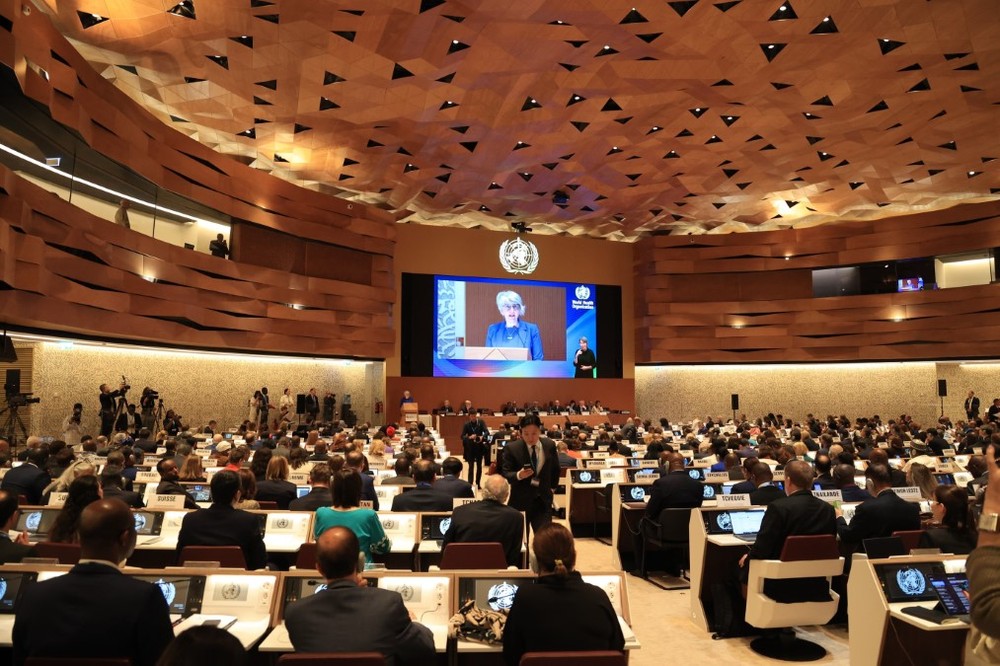 Một phiên họp tại Khóa họp Đại Hội đồng Y tế Thế giới (WHA) lần thứ 77, ngày 27/5/2024. (Ảnh: Anh Hiển/TTXVN)