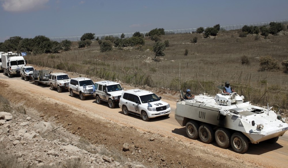 Đoàn xe thuộc Lực lượng UNDOF tại Cao nguyên Golan hồi năm 2014. (Ảnh: AFP/TTXVN)