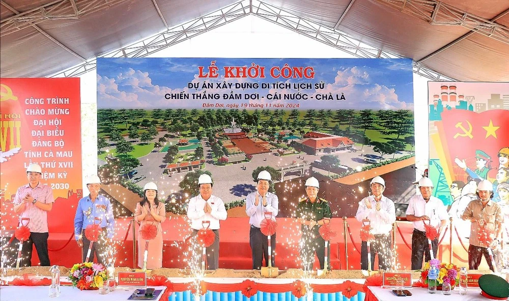 Dự án xây dựng di tích lịch sử chiến thắng Đầm Dơi-Cái Nước-Chà Là dự kiến sẽ hoàn thành vào tháng 7/2025. (Ảnh: Huỳnh Anh/TTXVN)