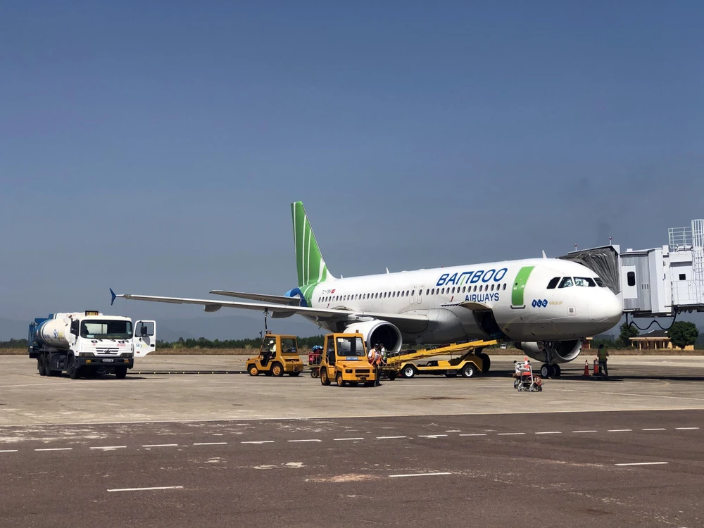 Hãng hàng không Bamboo Airways mới được khai thác thương mại từ tháng 1/2019, là hãng hàng không thứ 4 của Việt Nam khai thác các đường bay trong nước. (Ảnh: Huy Hùng/TTXVN)