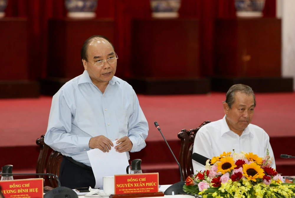Thủ tướng Nguyễn Xuân Phúc phát biểu chỉ đạo. (Ảnh: Dương Giang/TTXVN)
