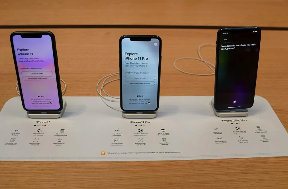 Ba mẫu iPhone 11, 11 Pro và 11 Pro Max của Apple. (Nguồn: Reuters)