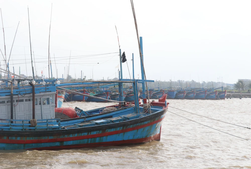 Tàu thuyền của ngư dân Phú Yên vào neo đậu tránh bão tại cảng cá Đông Tác, phường Phú Đông, thành phố Tuy Hòa. (Ảnh: Phạm Cường/TTXVN)