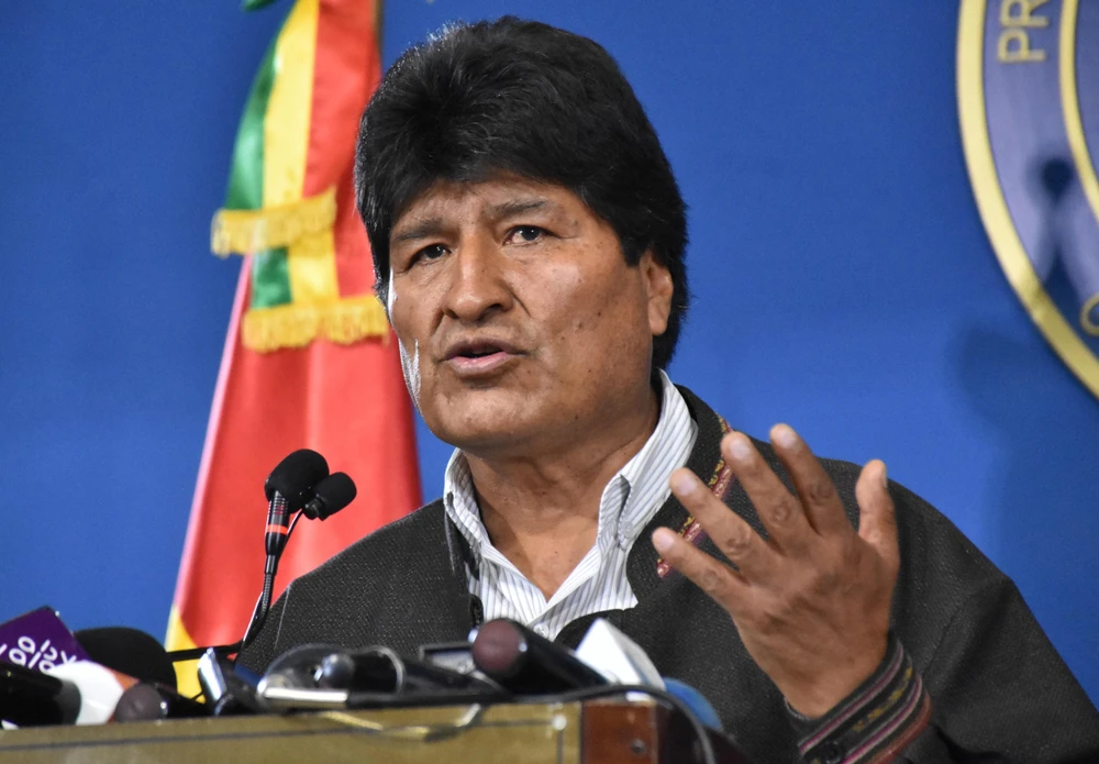 Tổng thống Bolivia Evo Morales tại cuộc họp báo ở El Alto ,Bolivia, ngày 9/11. (Nguồn: AFP/TTXVN)