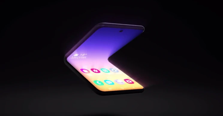 Hình ảnh được Samsung tiết lộ mới đây về mẫu điện thoại màn hình gập mới. 