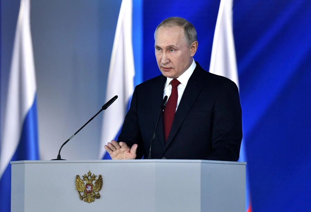 Tổng thống Nga Vladimir Putin đọc Thông điệp liên bang năm 2020 tại thủ đô Moskva ngày 15/1/2020. (Nguồn: AFP/TTXVN)