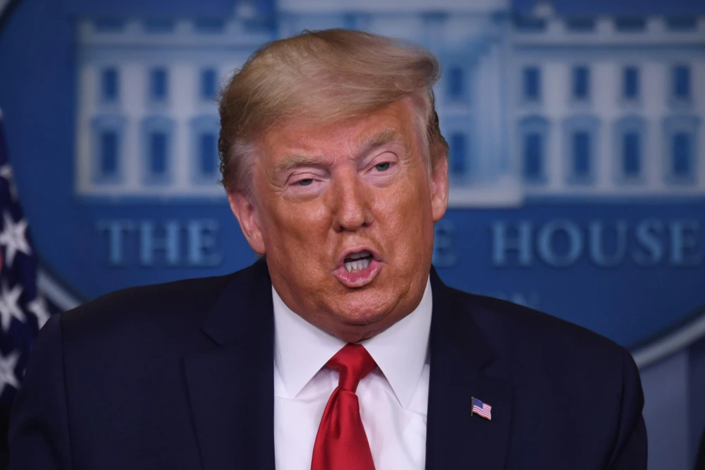 Tổng thống Mỹ Donald Trump phát biểu trong cuộc họp báo tại Nhà Trắng ngày 22/3/2020. (Nguồn: AFP/ TTXVN)