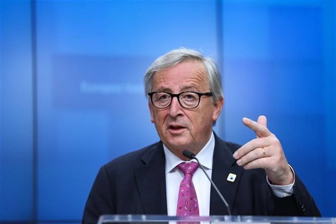 Chủ tịch Ủy ban châu Âu Jean-Claude Juncker trong cuộc họp báo ở Brussels, Bỉ ngày 21/6/2019. (Nguồn: THX/TTXVN)