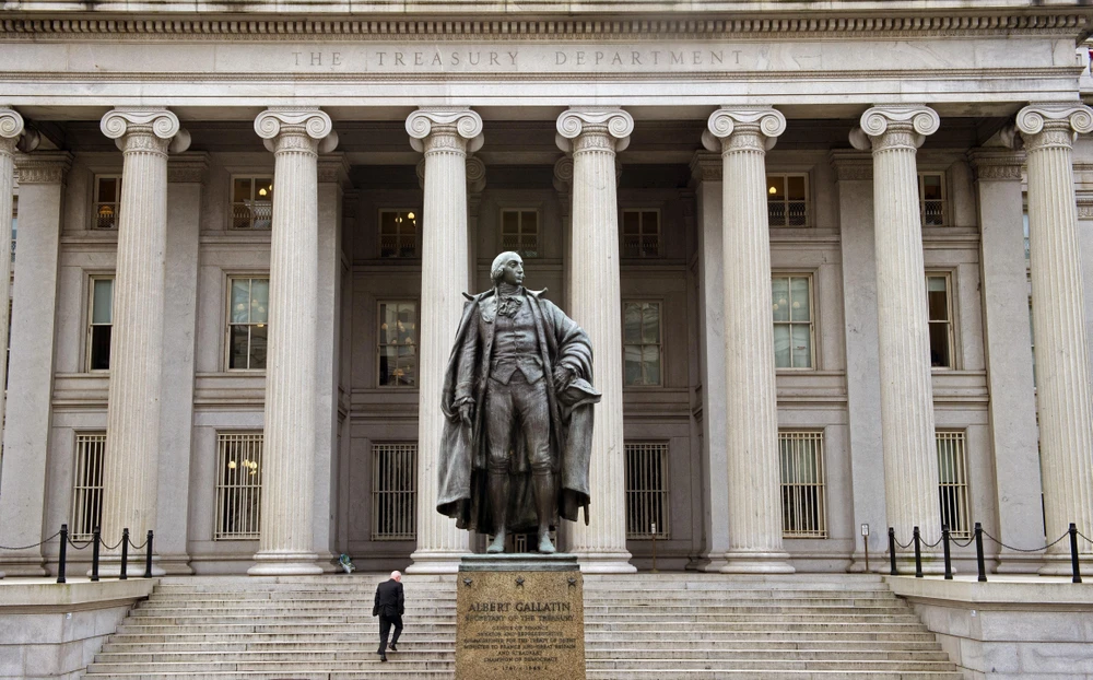 Trong ảnh: Trụ sở Bộ Tài chính Mỹ tại Washington, DC. Ảnh: AFP/ TTXVN