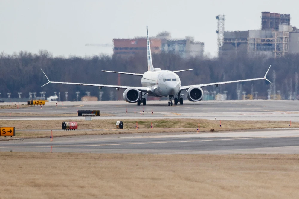 Máy bay Boeing 737 Max 8 hạ cánh tại sân bay quốc gia Washington Reagan, Washington D.C., Mỹ, ngày 13/3/2019. (Ảnh: THX/ TTXVN)