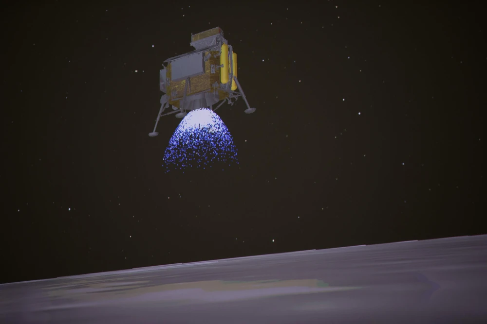 Tàu thăm dò vũ trụ Hằng Nga 4 của Trung Quốc hạ cánh mềm xuống bề mặt tối của Mặt Trăng ngày 3/1/2019. (Ảnh: THX/TTXVN)