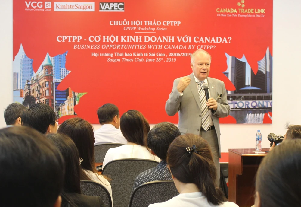 Tọa đàm CPTPP - Cơ hội kinh doanh với Canada. (Ảnh: Xuân Anh/TTXVN)