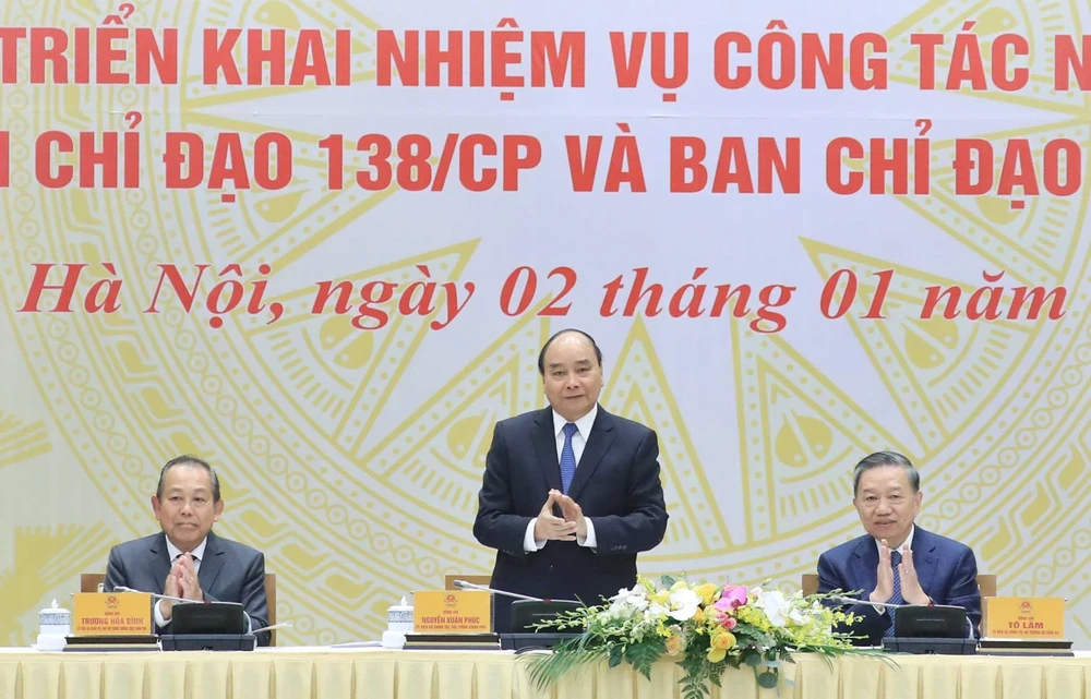 Thủ tướng Nguyễn Xuân Phúc tại hội nghị. (Ảnh: Thống Nhất/TTXVN)