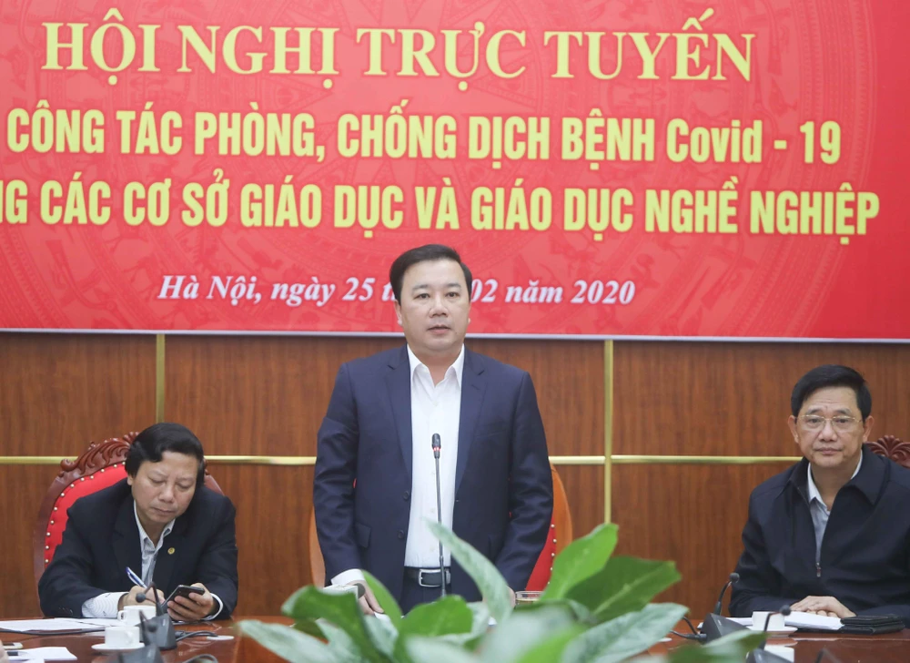 Giám đốc Sở Giáo dục và Đào tạo thành phố Hà Nội Chử Xuân Dũng phát biểu tại hội nghị. (Ảnh: Thanh Tùng/TTXVN)