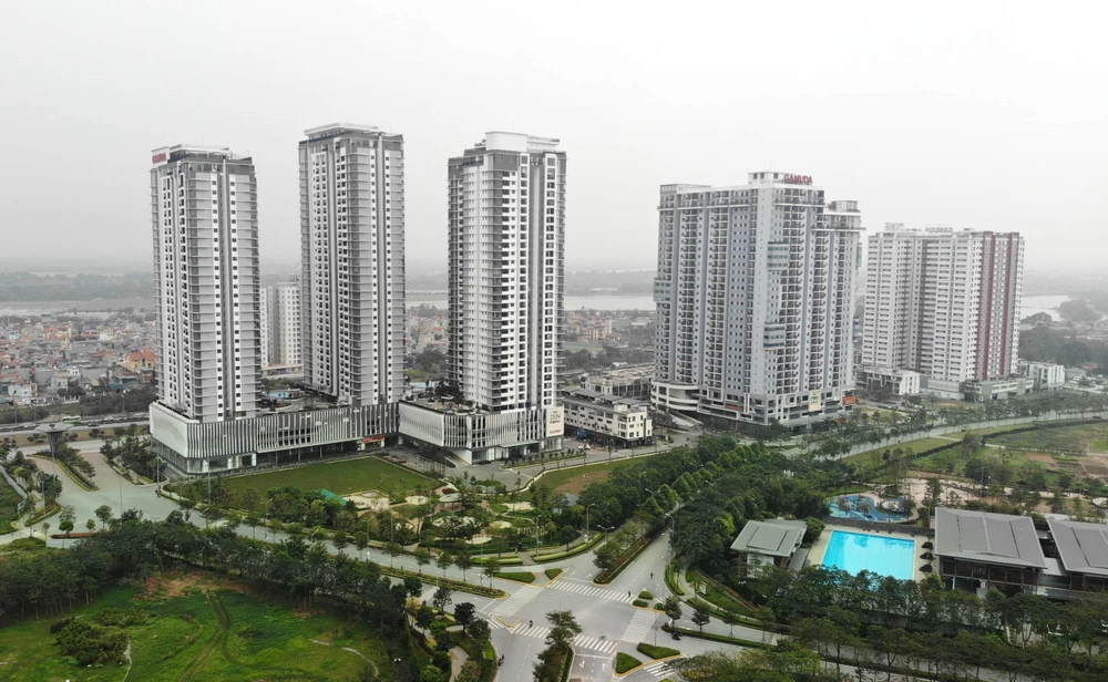 Khu biệt thự, nhà liền kề trong khu đô thị Gamuda Gaderns (Gamuda City) tại Hà Nội với vốn đầu tư từ Tập đoàn bất động sản Malaysia - Gamuda Land. (Ảnh: Danh Lam/TTXVN)