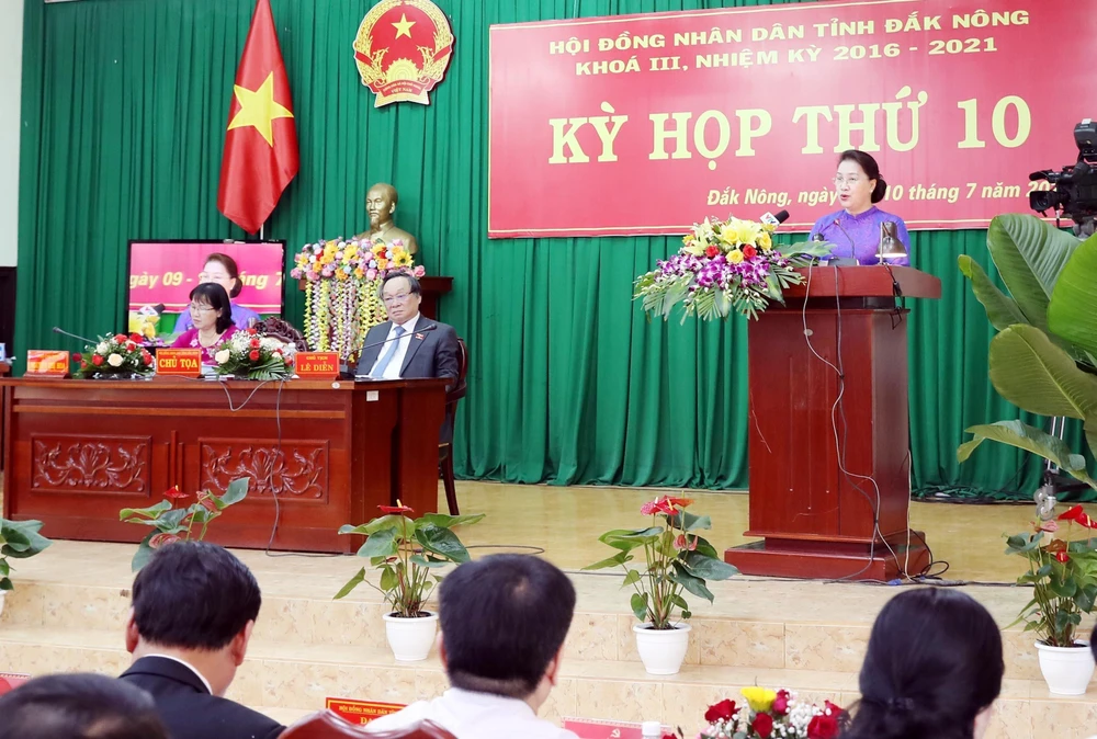Chủ tịch Quốc hội Nguyễn Thị Kim Ngân phát biểu tại Kỳ họp. (Ảnh: Trọng Đức/TTXVN)
