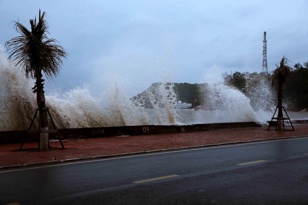 Sóng lớn tại khu vực biển tại quận Đồ Sơn, thành phố Hải Phòng. (Ảnh: An Đăng/TTXVN)