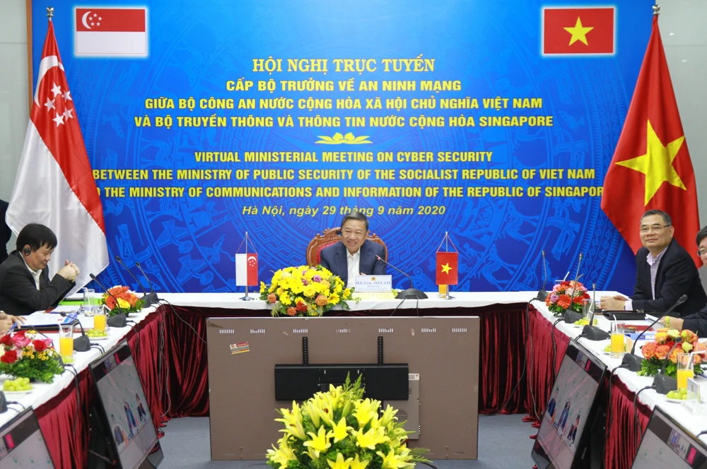 Bộ trưởng Bộ Công an Tô Lâm phát biểu tại Hội nghị. (Ảnh: TTXVN)