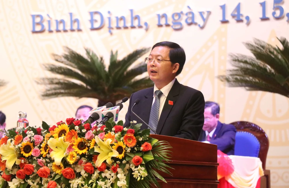 Chủ tịch UBND tỉnh Bình Định Hồ Quốc Dũng. (Ảnh: Phạm Kha-Nguyên Linh/TTXVN)