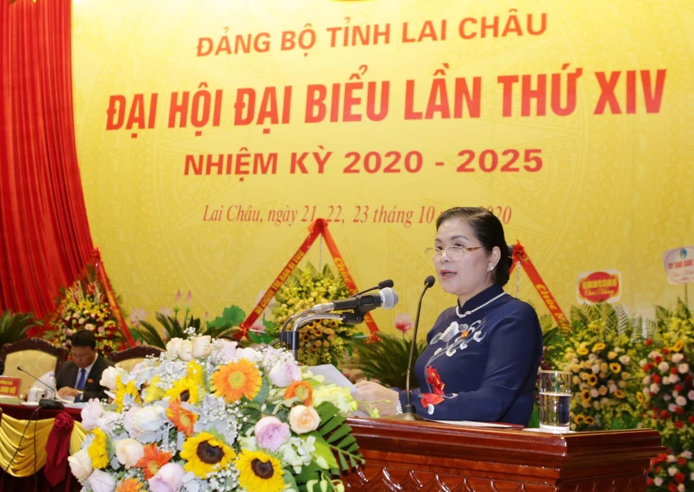 Bà Giàng Páo Mỷ, Bí thư tỉnh ủy Lai Châu nhiệm kỳ 2020-2025. (Ảnh: Quý Trung/TTXVN)