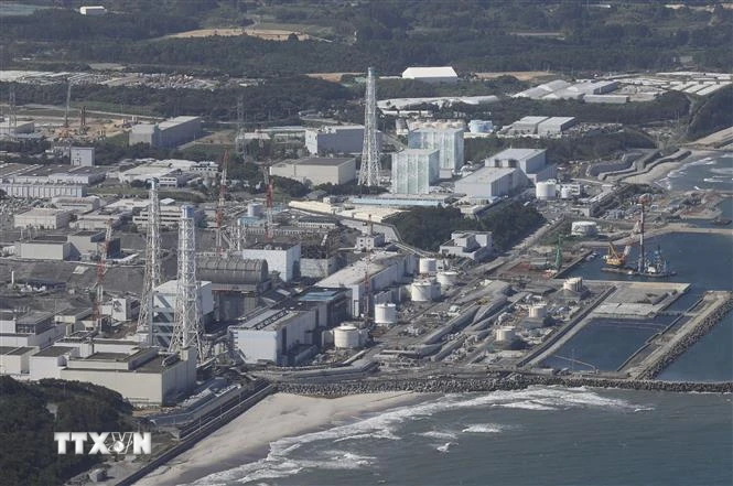 Toàn cảnh nhà máy điện hạt nhân Fukushima Daiichi ở Okuma, Fukushima, Nhật Bản, ngày 24/8/2023. (Ảnh: AFP/TTXVN)